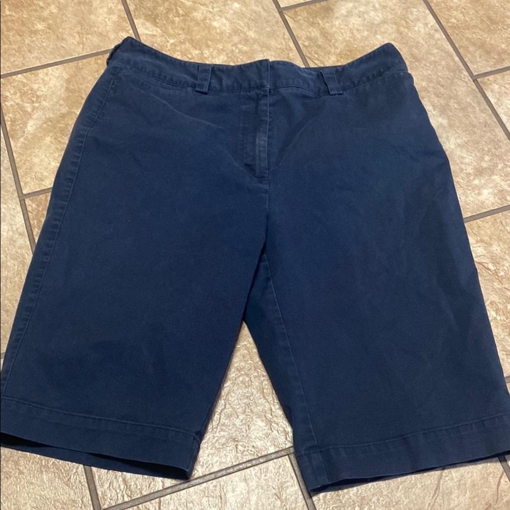 Talbots Size 8 Stretch Navy Women's Khaki Shorts Summer Fall Activewear